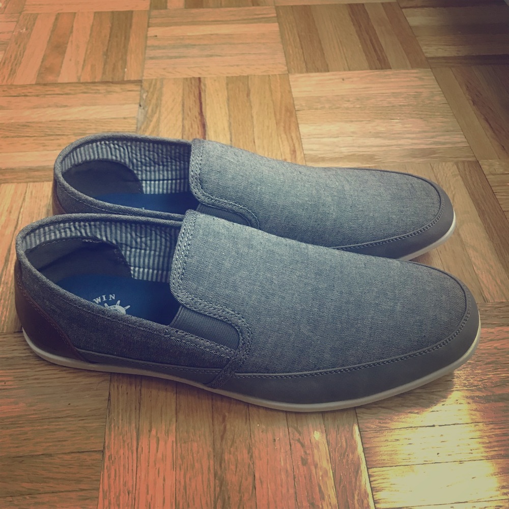 Men Gray canvas slip on loafers